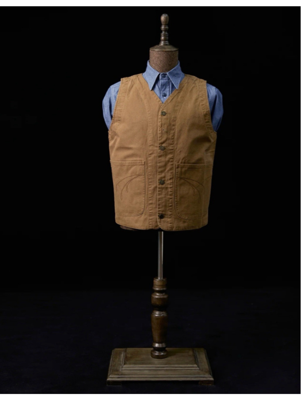 Annual Ring Canvas Work Retro Vest - Brown Okonkwo Size XL